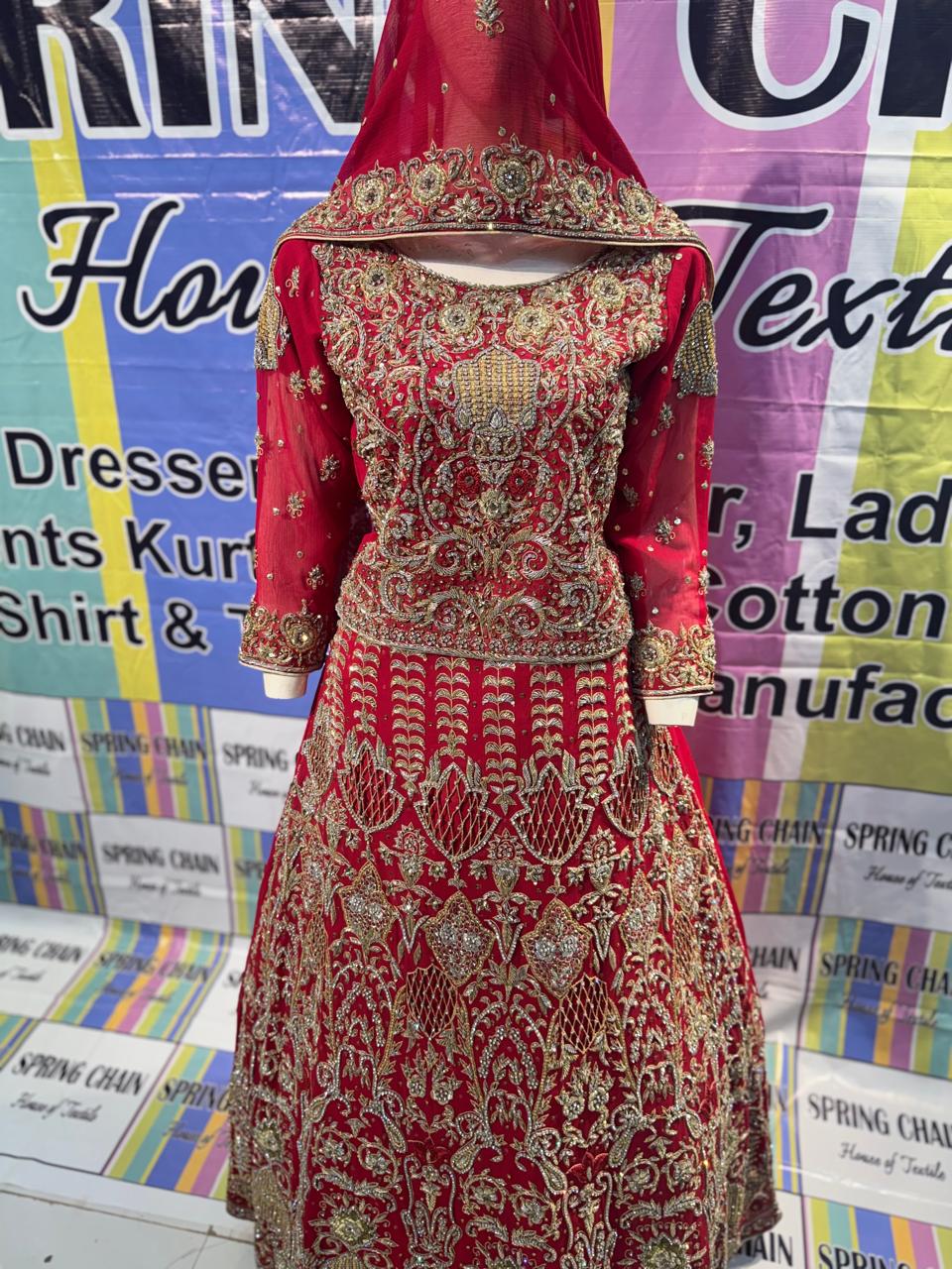 pure red bridal wear